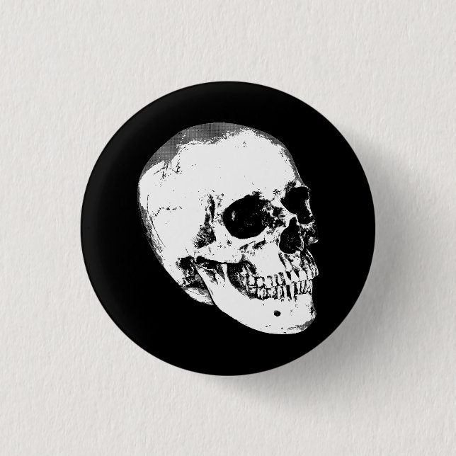 Vintager Gothic-Schädel Button (Vorderseite)