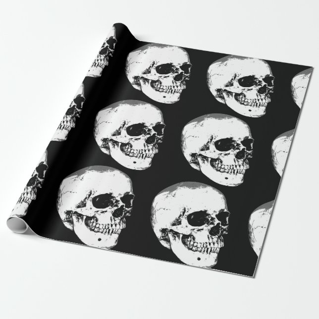Vintager Gothic-Schädel Geschenkpapier (Ungerollt)