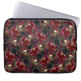 Vintager Gothischer Schädel und Rose Rot und Schwa Laptopschutzhülle