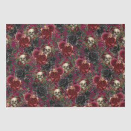 Vintager Gothischer Schädel und Rose Rot und Schwa Seidenpapier