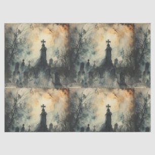 Vintager gotischer Friedhof Seidenpapier