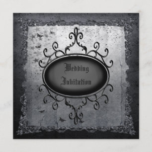 Vintager gotischer Grunge-Leinenhochzeit lädt ein Einladung