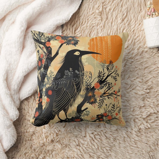 Vintager gotischer Halloween-Riesenvogel Kissen (Decke)