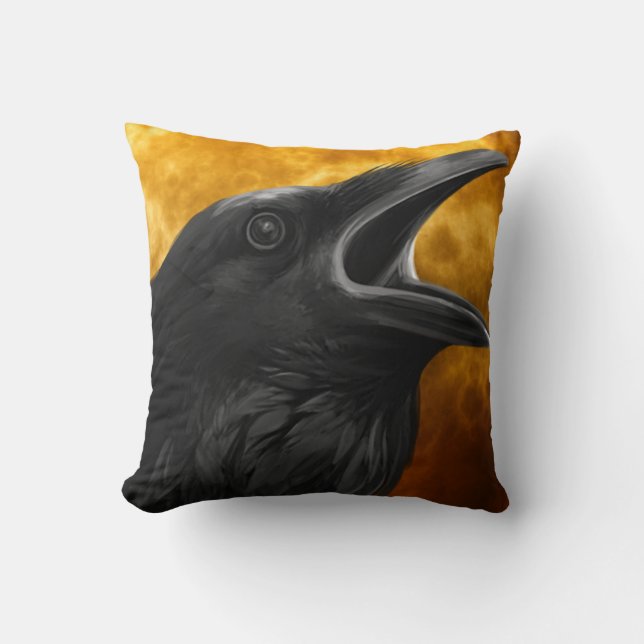 Vintager gotischer Halloween-Riesenvogel Kissen (Vorderseite)