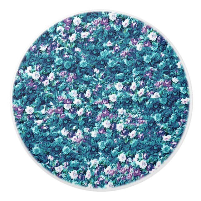 Vintager gotischer Rosen-Lavendel verblaßte Jade Keramikknauf (Vorderseite)