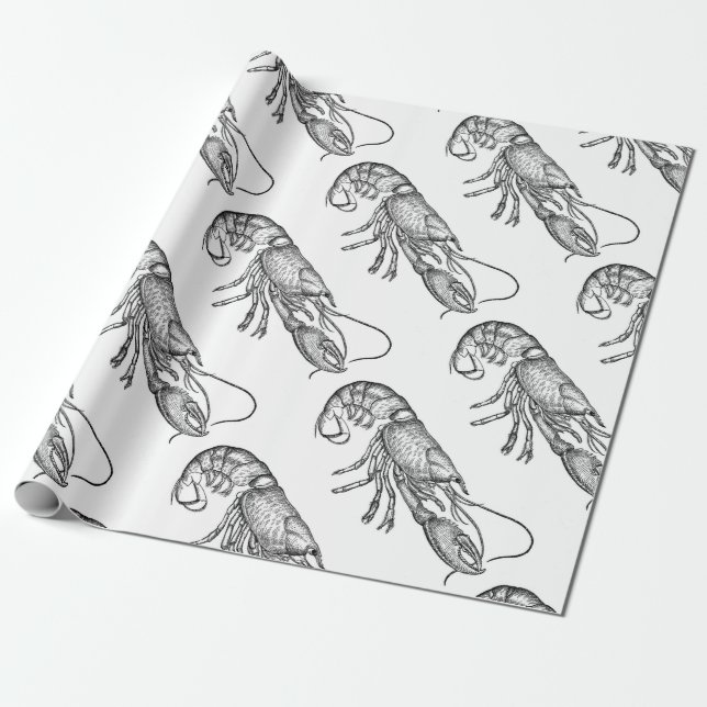 Vintager Grafiklobster Geschenkpapier (Ungerollt)