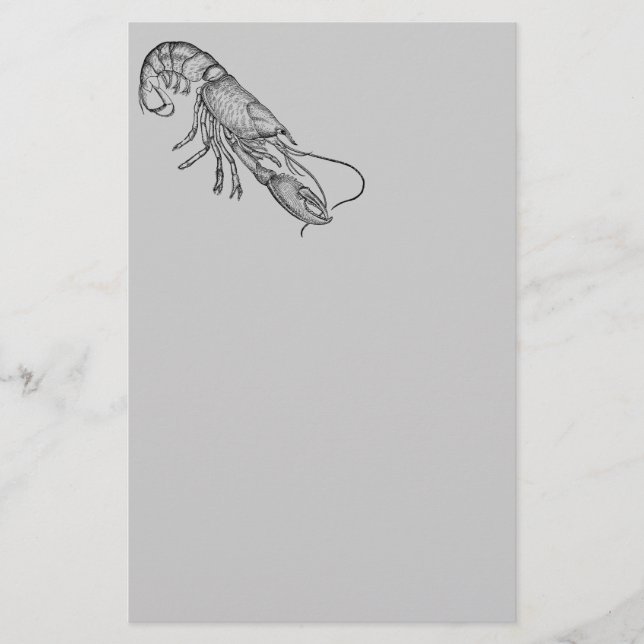 Vintager grafischer Hummer Briefpapier (Vorderseite)
