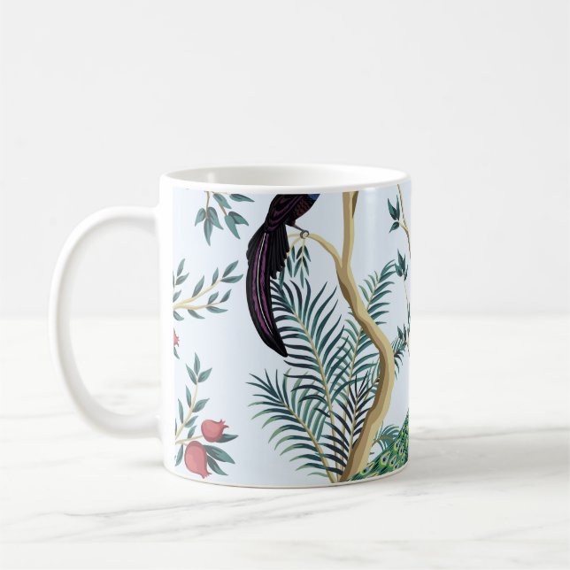 Vintager Granatapfelfruchtbaum, exotischer Vogel Kaffeetasse (Links)