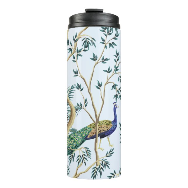 Vintager Granatapfelfruchtbaum, exotischer Vogel Thermosbecher (Vorderseite)