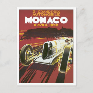 Vintager Grand Prix Monaco Postkarte