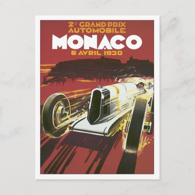 Vintager Grand Prix Monaco Postkarte (Vorderseite)