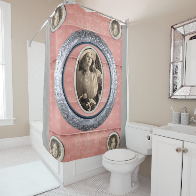 Vintager grauer Duschvorhang (Beispiel)