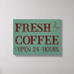 Vintager Green Coffee Shop Diner Signature Art Leinwanddruck