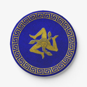 Vintager griechischer Schlüssel und sizilianische  Pappteller