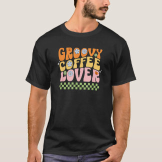 Vintager Groovitkaffee Niedlich Retro Blume T-Shirt
