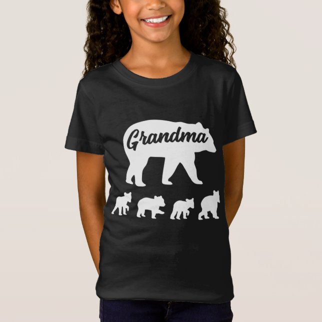 Vintager Großbär 4 Cubs Muttertag T-Shirt (Vorderseite)