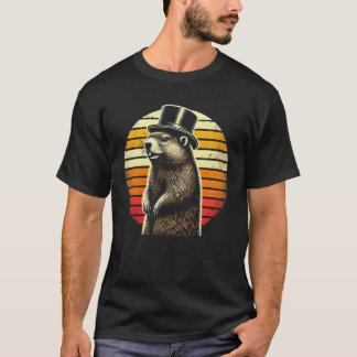 Vintager Groundhog T - Shirt - Retro Top Hat Anima