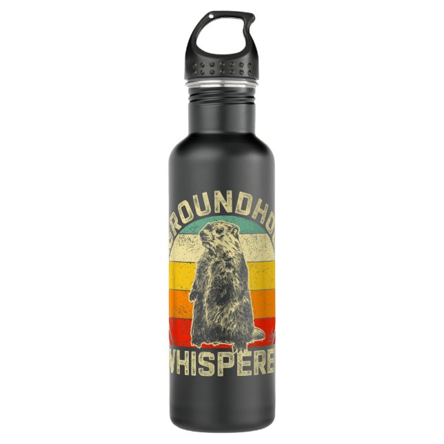 Vintager Groundhog Whisperer Silhouette Geschenkbo Edelstahlflasche (Vorderseite)