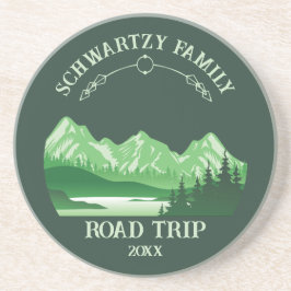 Vintager grüner Berg Sonnenuntergang Getränkeuntersetzer