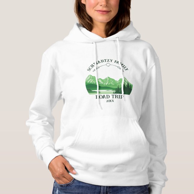 Vintager grüner Berg Sonnenuntergang Hoodie (Vorderseite)