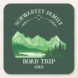 Vintager grüner Berg Sonnenuntergang Rechteckiger Pappuntersetzer