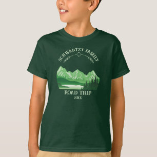 Vintager grüner Berg Sonnenuntergang T-Shirt