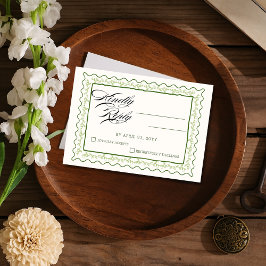 Vintager Grüner Blumenrahmen Rustikale Hochzeit RS RSVP Karte