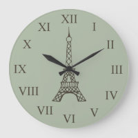 Vintager grüner Eiffelturm Paris Mauer Uhr