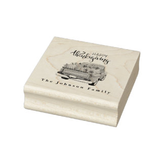 Vintager Grüner LKW Erntedank Ernte Gummistempel