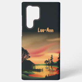 Vintager grüner Orangenrot - Sonnenuntergang Samsung Galaxy Hülle