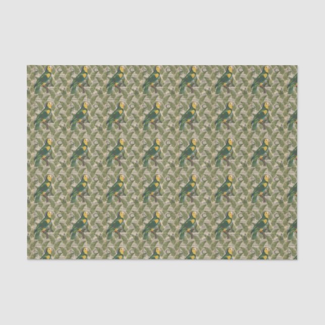 Vintager Grüner Papagei tropisch Seidenpapier (Vorderseite)