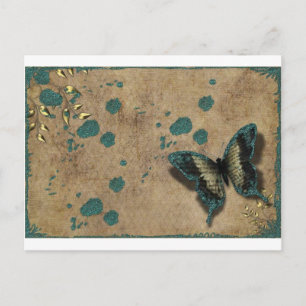 Vintager grüner Schmetterling Postkarte