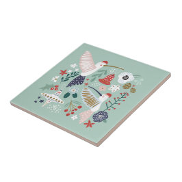 Vintager grüner Spaß boho Weihnachten Keramik Tile Fliese