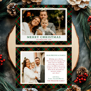 Vintager grüner Tartan Kariertes Foto Weihnachten Folien Feiertagskarte
