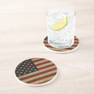 Vintager Grunge American Flag Untersetzer