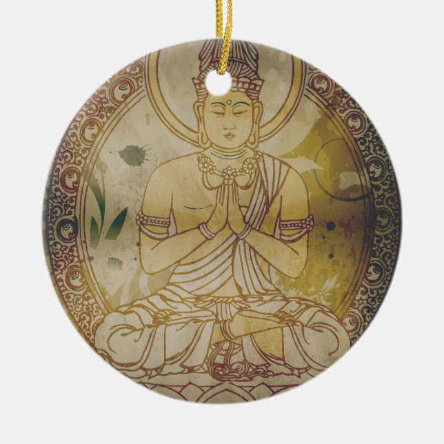 Vintager Grunge Buddha Keramikornament (Vorne)