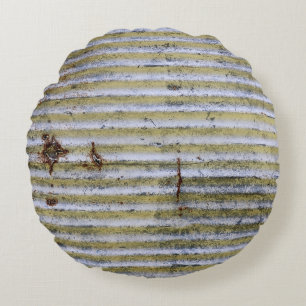 Vintager Grunge-Hintergrund mit robuster Zinkstruk Rundes Kissen