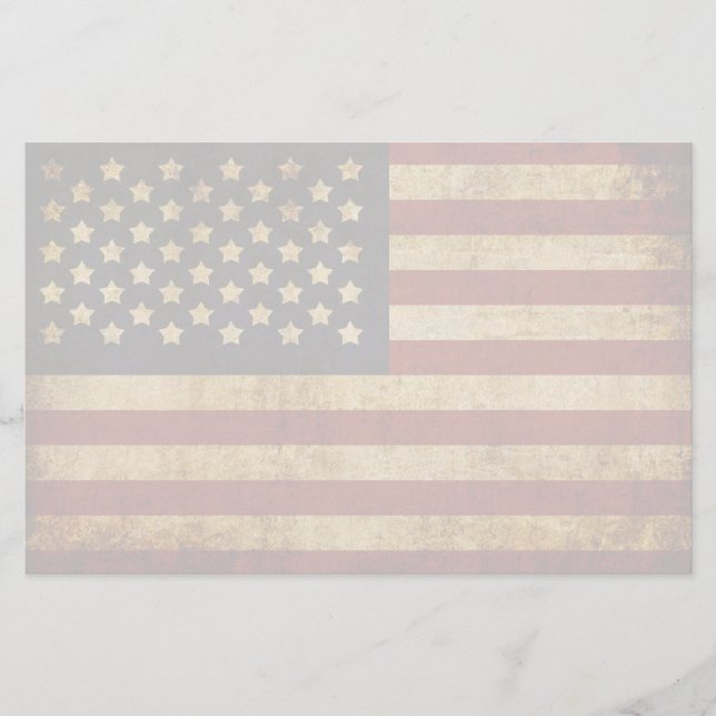 Vintager Grunge patriotische amerikanische Flagge Briefpapier (Vorderseite)