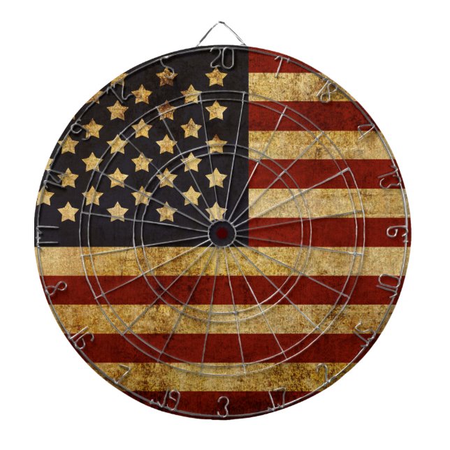 Vintager Grunge patriotische amerikanische Flagge Dartscheibe (vorne)