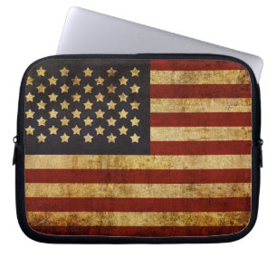 Vintager Grunge patriotische amerikanische Flagge Laptopschutzhülle