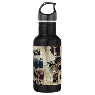 Vintager Grunge-Retro Kamera-Muster Trinkflasche