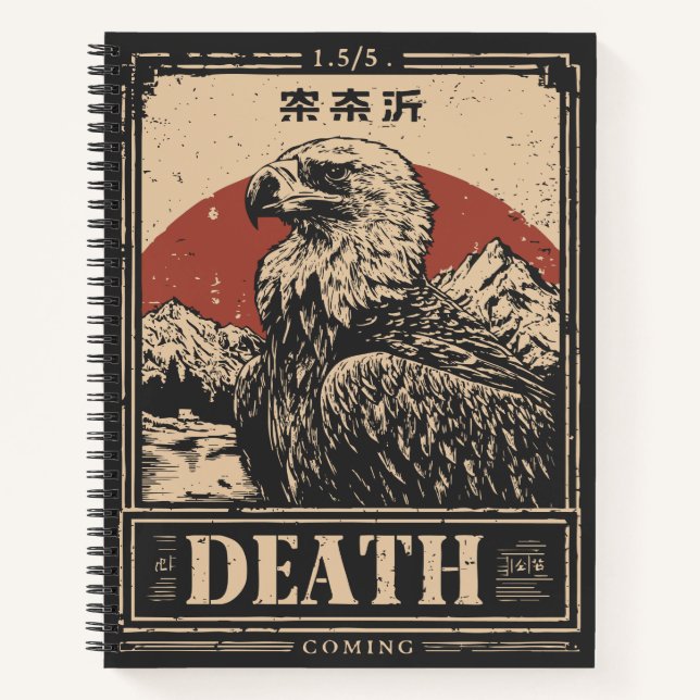 Vintager Grunge-Vulkan | Todsymbolportrait Notizbuch (Vorderseite)