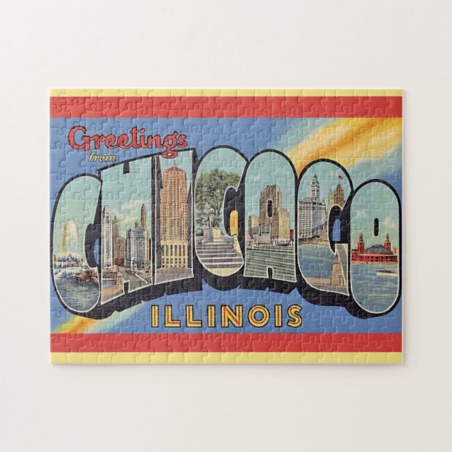Vintager Gruß aus Chicago Puzzle (Horizontal)