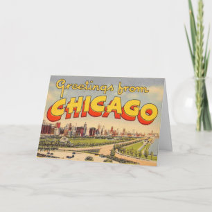 Vintager Gruß von Chicago Card Karte
