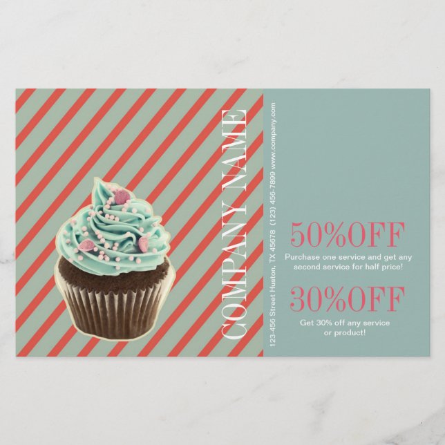 Vintager gürteliger Kuchen Catering Bäckerei Kuche Flyer (Vorne)