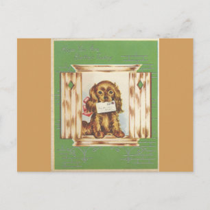 Vintager guter Hund mit Brief Postkarte