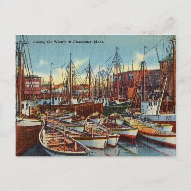 Vintager Hafen Gloucester, Massachusetts Postkarte (Vorderseite)