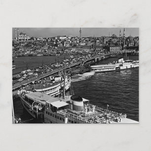 Vintager Hafen Istanbul Galata Postkarte