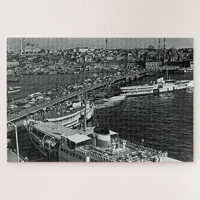 Vintager Hafen Istanbul Galata Puzzle (Horizontal)