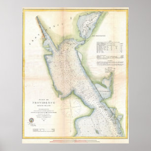 Vintager Hafen von Providence Rhode Island Map (18 Poster